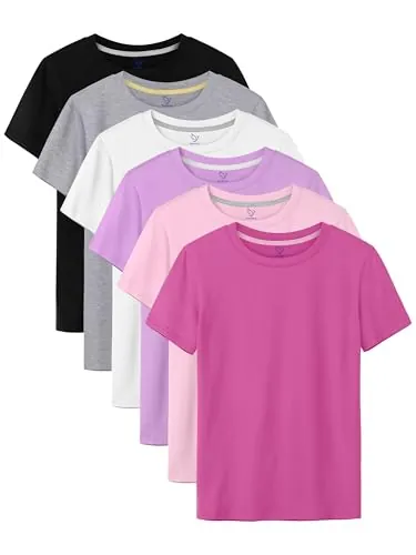 Girls Shirts Cotton Short Sleeve T-Shirts 6-Pack