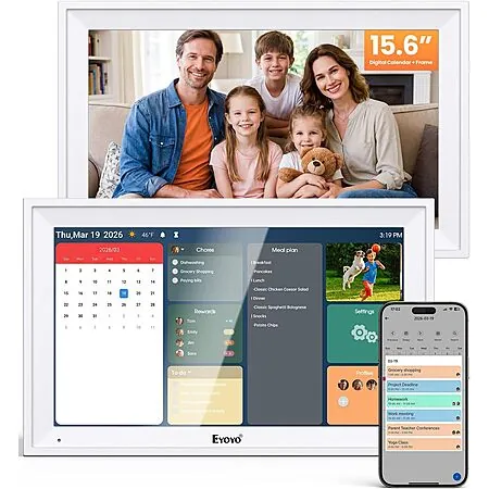 Eyoyo 15.6" Smart Digital Calendar Wall Planner w/ WiFi Sync & 64GB Storage
