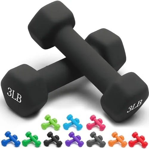Portzon Hex Shape Neoprene Anti-Slip Dumbbell Weight Set 3-Pound