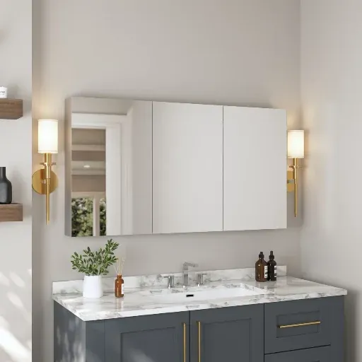 Deervalley 48'' W x 26'' H Surface Mount Frameless 3 Door Medicine Cabinet