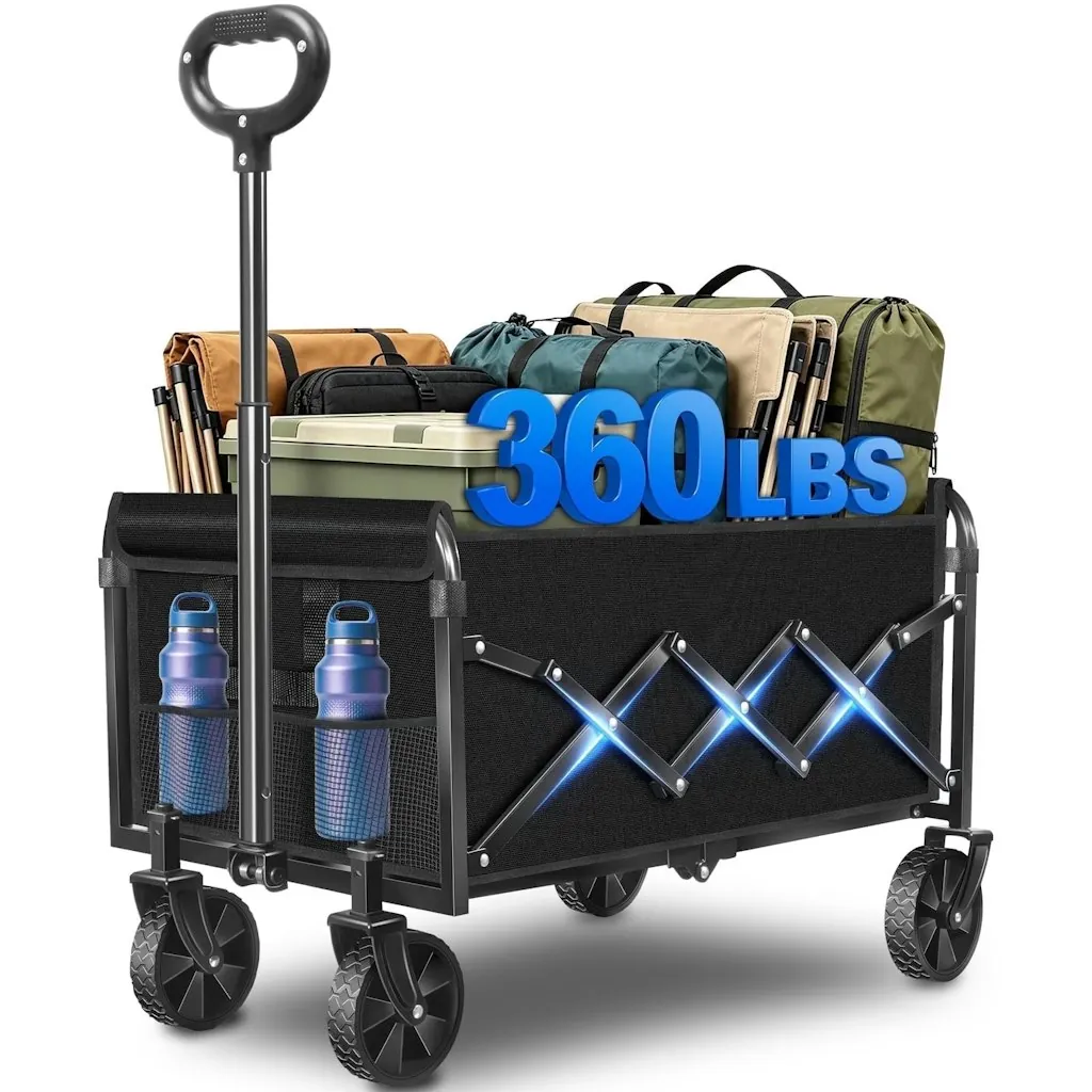 Kovryx Collapsible Wagon Cart, 360-lb. Capacity, Foldable Garden Cart