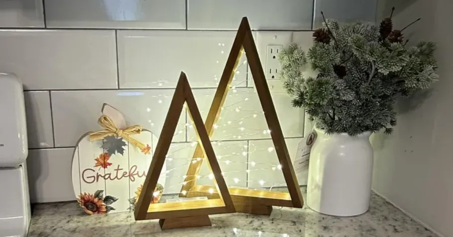Wooden Light-Up Christmas Tree 2-Pack