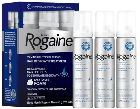 3-Pack 2.11oz Rogaine Men's 5% Minoxidil Foam Hair Growth Treatment