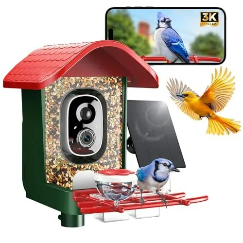 Cadrali Solar Smart Bird Feeder with 3K Camera