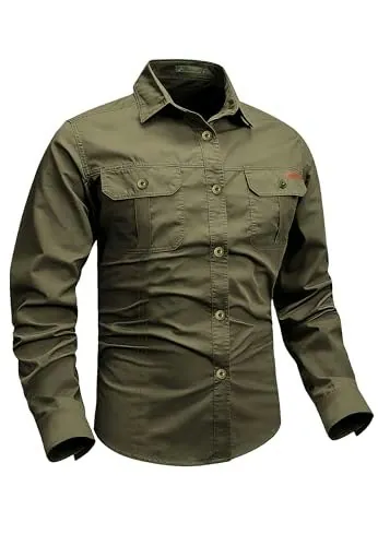 Men's Long Sleeve Button Down Pocket Shirt