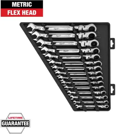 Milwaukee 15-Piece Metric Flex-Head Ratcheting Combination Wrench Set