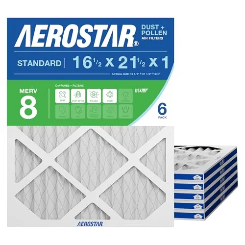 Aerostar 16.5x21.5x1 MERV 8 Air Conditioner Filters - 6 Count