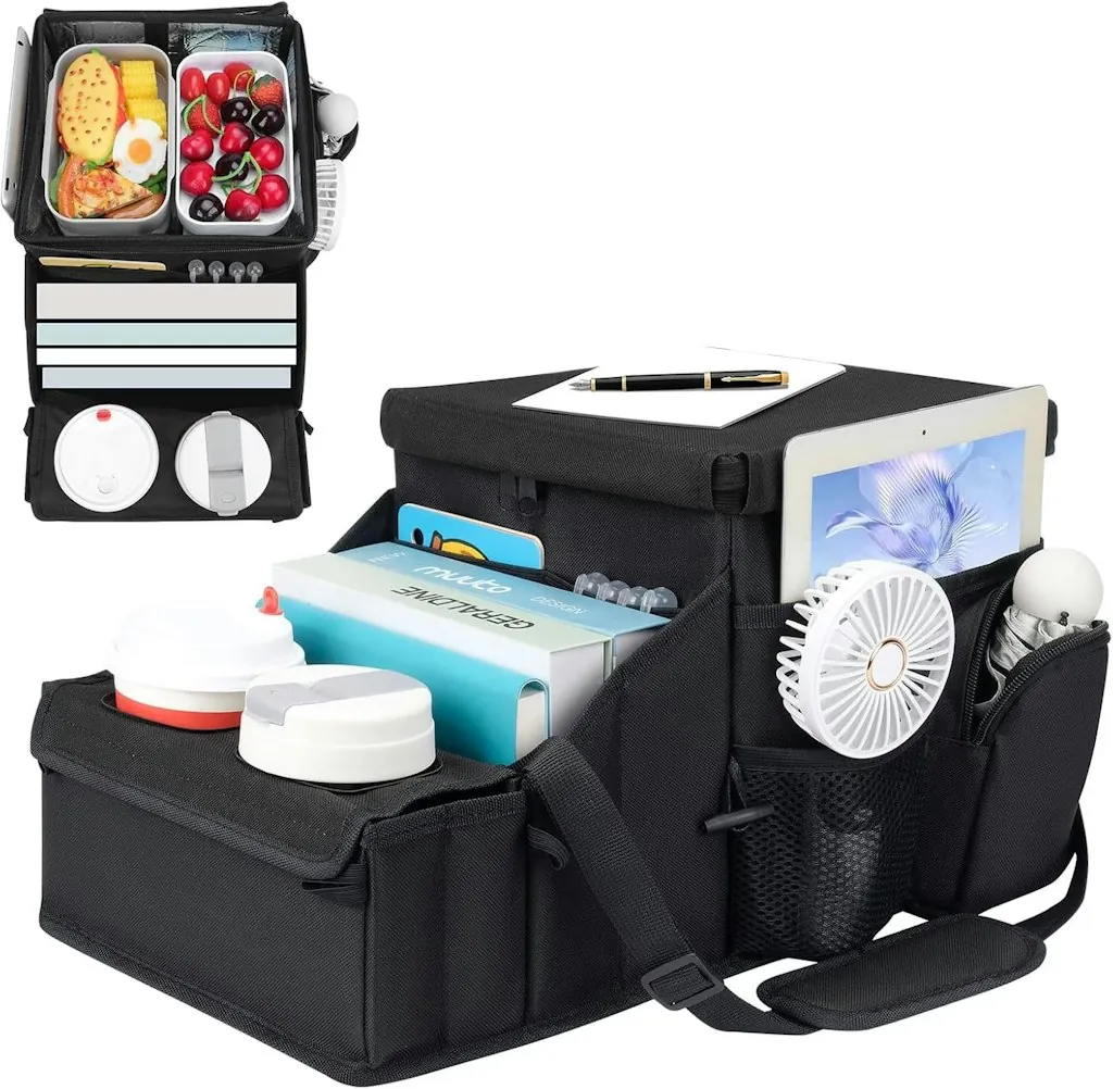 Car Seat Organizer w/ Cup Holders & Cooler Compartment