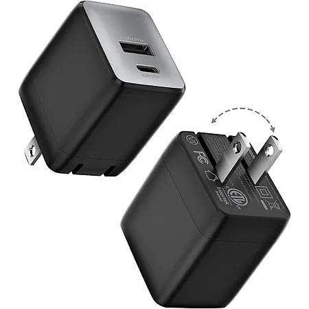 2-Pk Wegear 30W Dual-Port GaN USB-C & USB-A Wall Charger w/ Foldable Plug