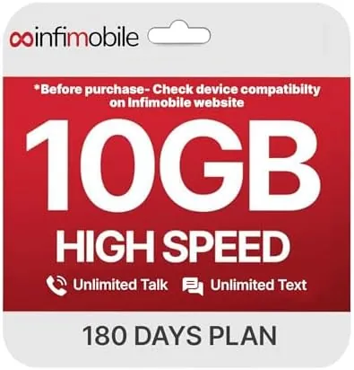 6-Month Infimobile Prepaid Mobile Unlimited Talk/Text + 10GB Data/Month Plan