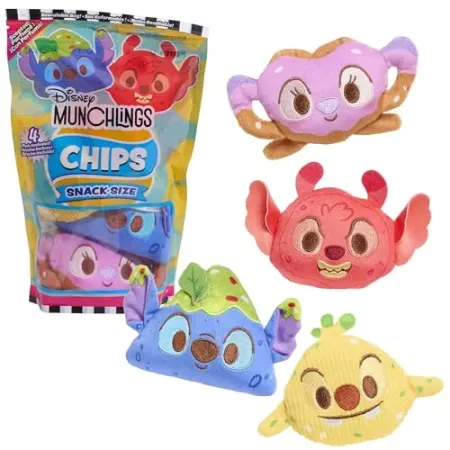 4-Count Disney Munchlings Snack Pack Classic Chips Collectible Plush