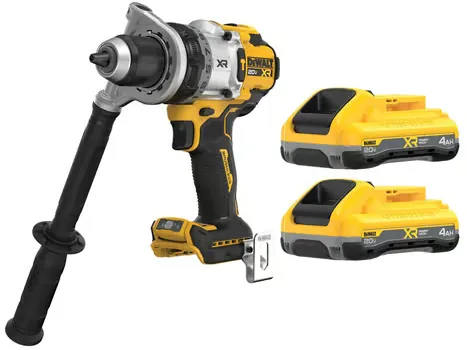 DEWALT 20V MAX XR 2x 4Ah Battery + Charger Kit with Brushless 1/2-in Hammer Drill