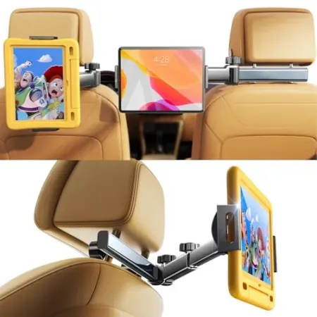LISEN 3-in-1 Adjustable Tablet Holder Car Seat Mount w/ Extendable Arm