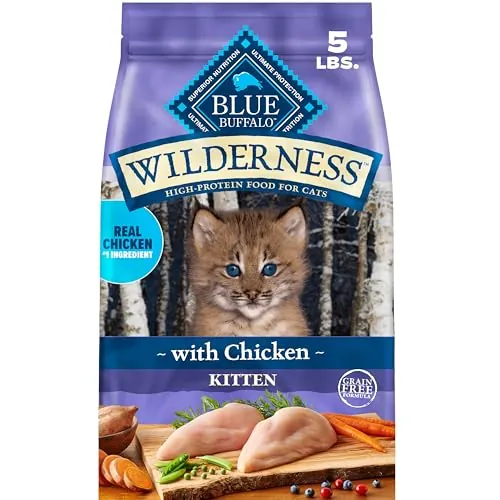 Blue Buffalo Wilderness Chicken Kitten Dry Cat Food, Grain-Free 5 lb