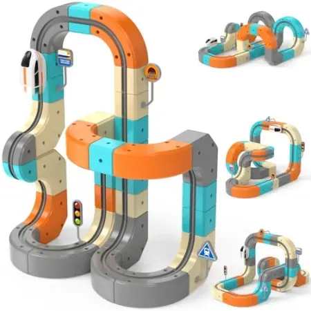 82-Piece VNAKIO Electric Train Set with Rechargeable Trains