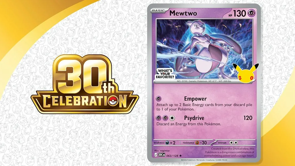 Pokemon TCG 30th Celebration Mewtwo Card: Free w/ $15 Purchase