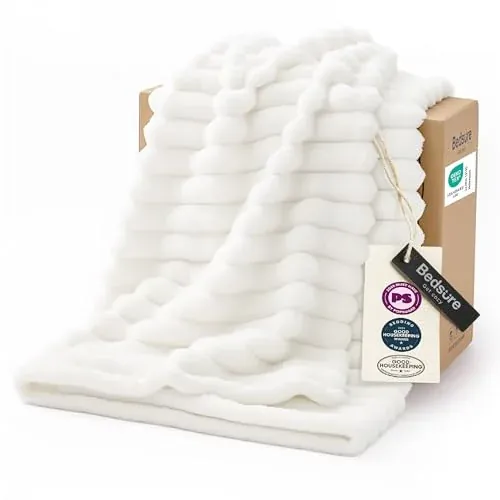 Bedsure GentleSoft 50" x 60" Fleece Throw Blanket (Off White)