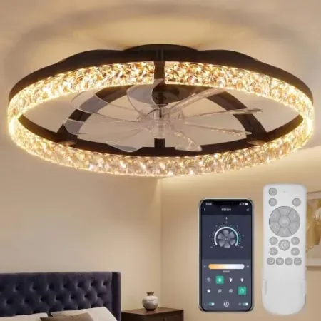 Coralov 24" Flush Mount Ceiling Fan with Light