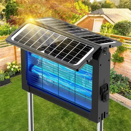 Jepwe 4500V Solar Bug Zapper Outdoor w/ Dual Solar Panels & 4000mAh Battery