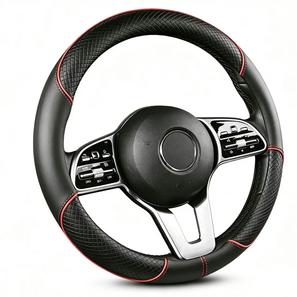 15" PU Leather Car Steering Wheel Cover