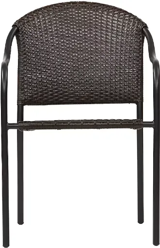 Style Selections Pelham Bay Wicker Stackable Matte black Steel Frame Stationary Dining Chair with Woven Seat