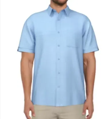 Cafe Luna Men's Crosshatch Print Short Sleeve Shirt