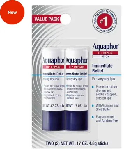 Aquaphor Lip Repair Stick 0.17 oz 2-Pack + $4 Walgreens Cash