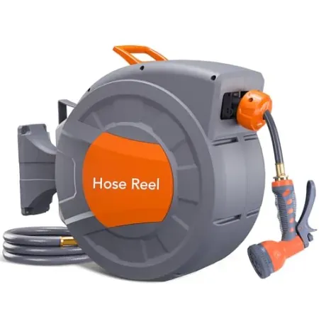 GAOMON 1/2" x 72' Wall-Mounted Retractable Garden Hose Reel