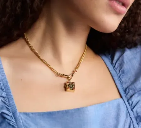 Free Assembly Women's Goldtone Book Pendant Necklace with Cubic Zirconia