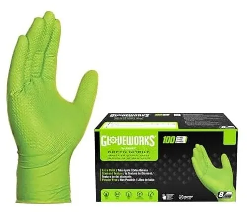 Gloveworks HD Green Nitrile Industrial Disposable Gloves 100-Pack