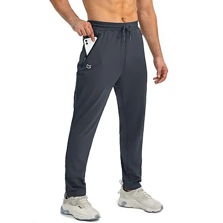 G Gradual Men's 4-Way Stretch Tapered Jogger Sweatpants w/ 3 Zipper Pockets