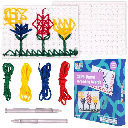 Spark & Wow Sensory Calm Down Threading Boards w/ Laces & Threading Pens