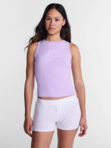No Boundaries Women's Cloud Core Ribbed Tank Top and Boxers Sleepwear Set, 2-Piece