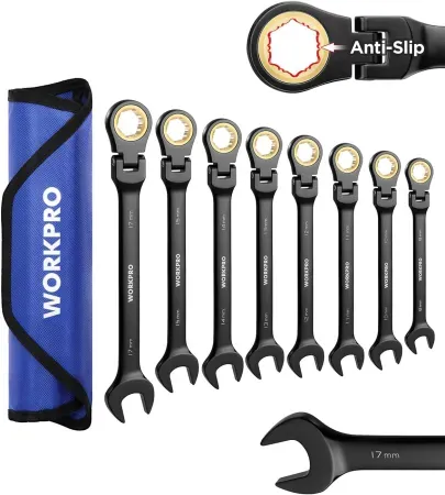 8-Piece WORKPRO 72-Tooth Flex-Head Ratcheting Combination Wrench Set
