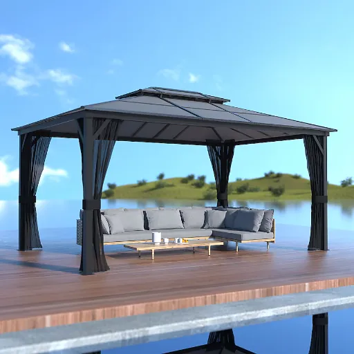 VEIKOUS 16-ft x 12-ft Hardtop Roof Aluminum Gazebo