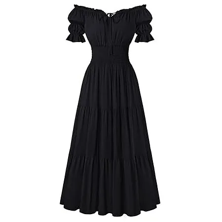 Scarlet Darkness Women's Off-Shoulder Puff Sleeve Tiered Dress (Various)