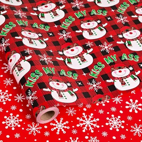 Funny Adult Reversible Christmas Wrapping Paper Roll
