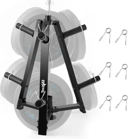 Yes4All 3-Leg Weight Plate & Barbell Storage Rack w/ 6 Pegs
