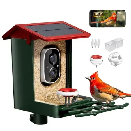 HEAPETS Solar-Powered Bird Feeder with 2K Camera