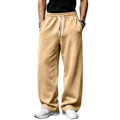 Baggy Wide Leg Sweatpants with Elastic Waist and Drawstring