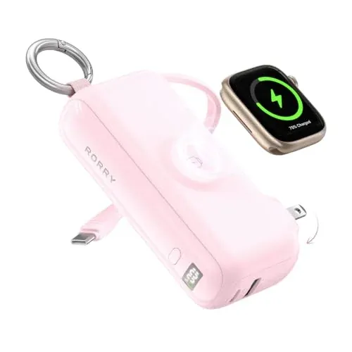 RORRY Flow Portable Charger 10000mAh 40W with Wall Plug (Pink)