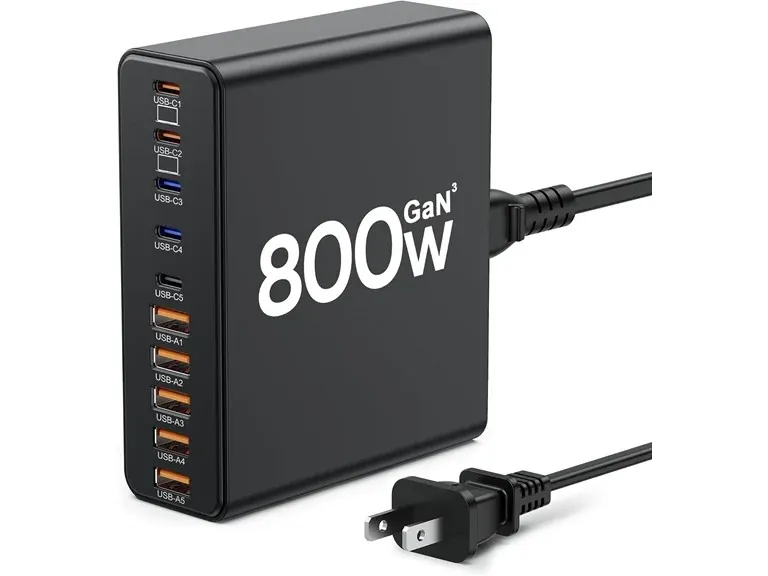 800W USB C Fast Charger Block Multi-port USB Charging Station