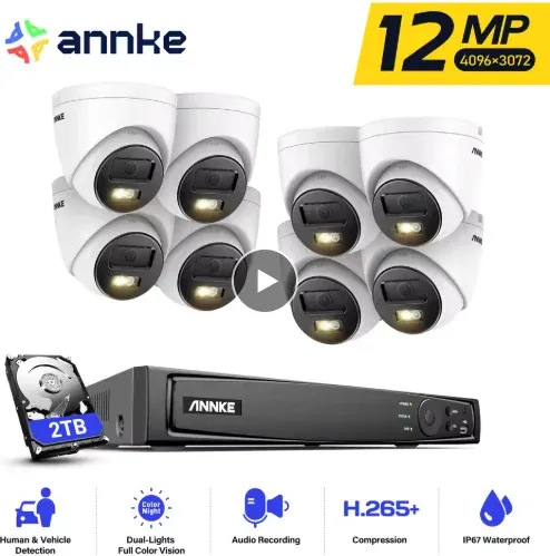 ANNKE 12MP PoE Security Camera Kit with 8 Cameras & 2TB HDD