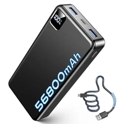 56800mAh 22.5W Fast Charging Power Bank with LED Display
