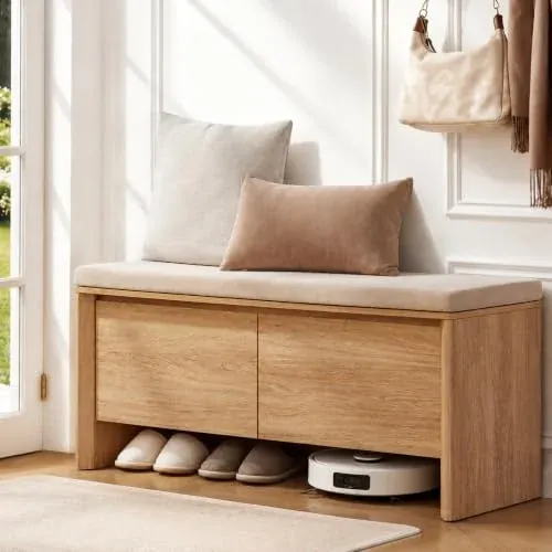 Amada 47.2 inch Shoe Storage Bench for Entryway with Cushion
