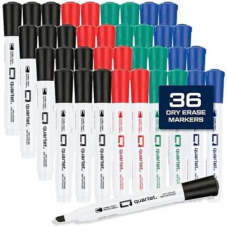 36-Pk Quartet Chisel Tip Dry Erase Markers (4 Colors)