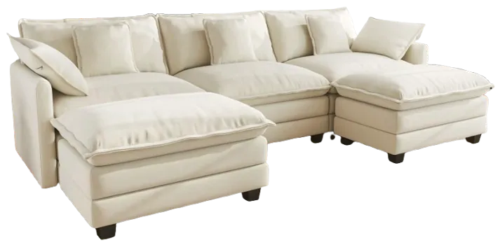 BedLuxury 111.5" Modular Sectional Sofa w/ Movable Ottomans
