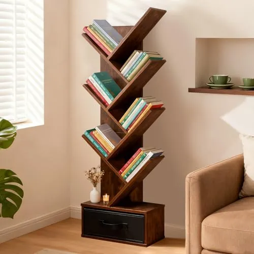 DUMOS 7 Tier Tree Bookshelf