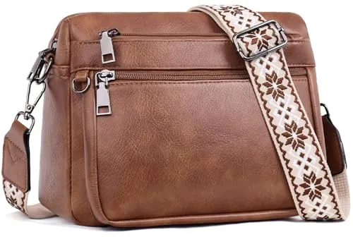 Vegan Leather Crossbody Bag with 3 RFID Card Slots