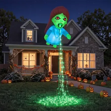 MACLLYN 12.8' Green Floating Puking Ghost Doll Halloween Inflatable